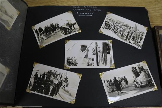 Naval interest: Two albums of photographs relating to Royal Marine Hills aboard HMS Eagle, China Commission 1937-9